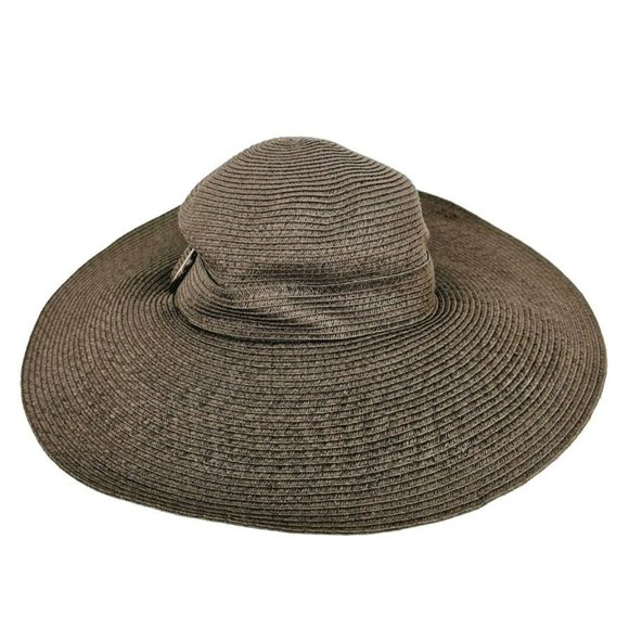 Merona Hat Floppy Brown Sun Side Buckle One Side Paper Blend Outdoor Beach New - Picture 12 of 12